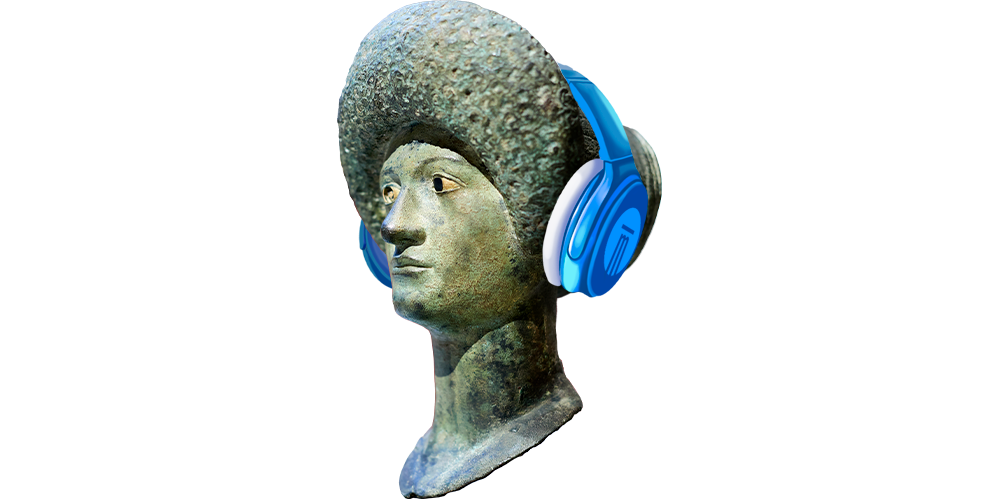 Bust femení romà amb uns auriculars moderns